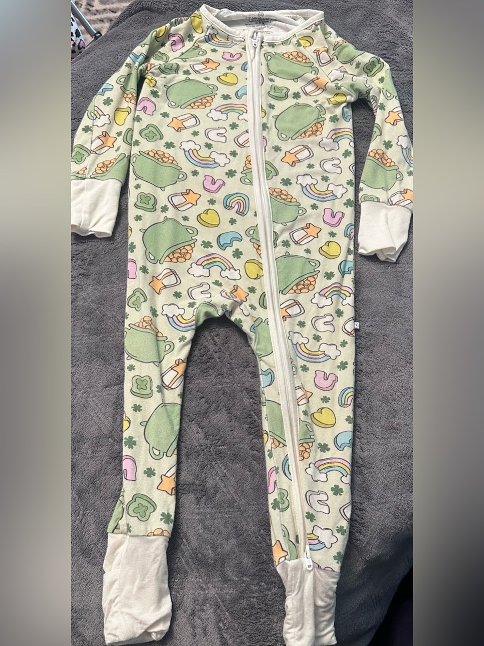 Caden Lane Bamboo St. Patrick’s Day Zip Pajamas 12-18M